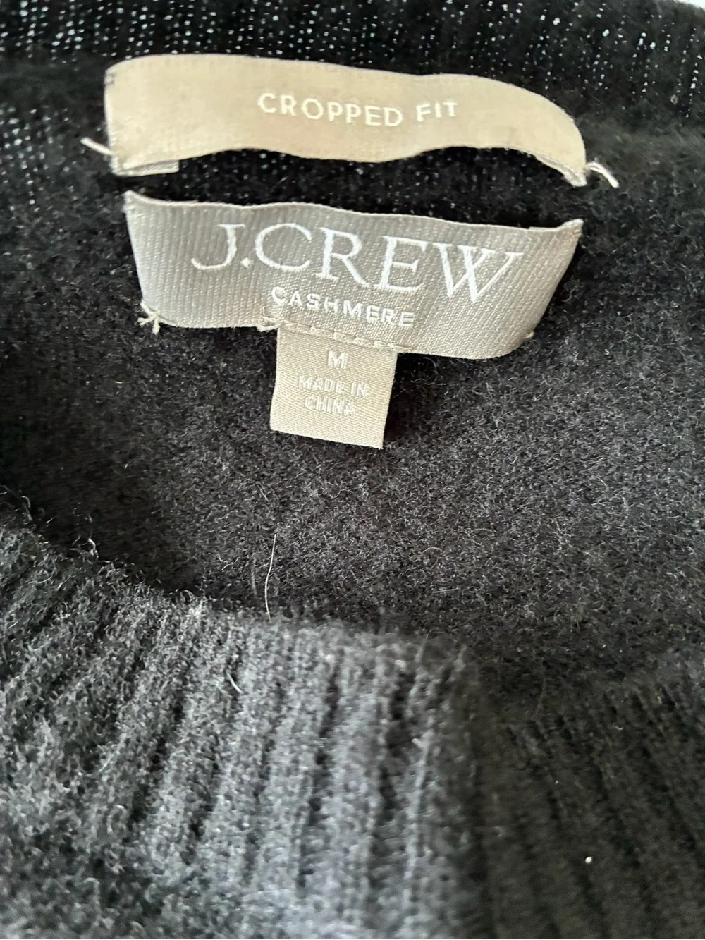 J. Crew Black Crewneck Sweater - Classic Cashmere Crop